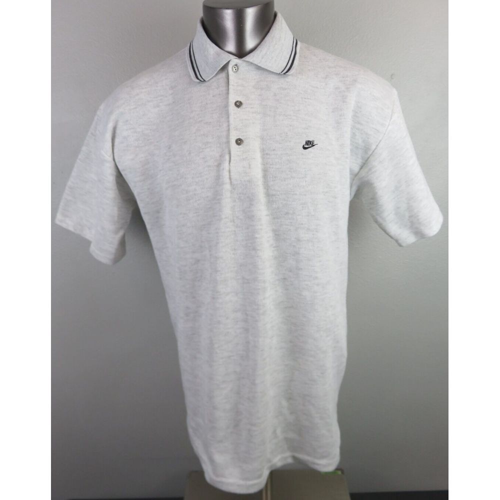 Mens Vintage NIKE Polo Shirt Size XL Gray Heather USA Made Cotton 90S Y2K